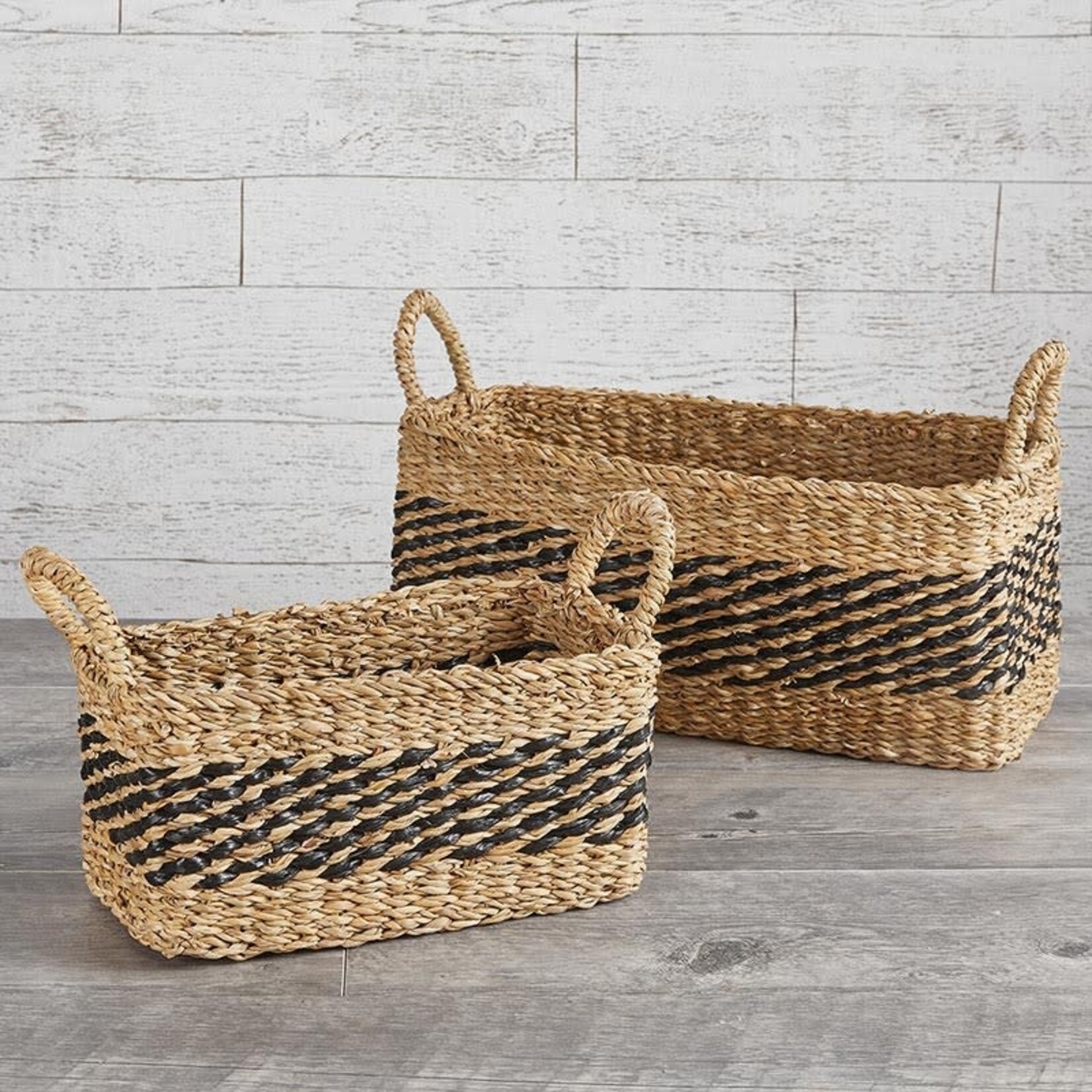 Small Black Stripe Rectangle Basket