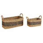 Large Black Stripe Rectangle Basket