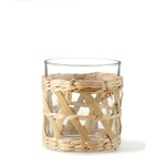 Small Straw & Glass Candle Holder