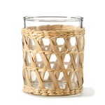 Large Straw & Glass Candle Holder