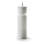 Cream Ribbed Tall Tiered Pillar LED Candle