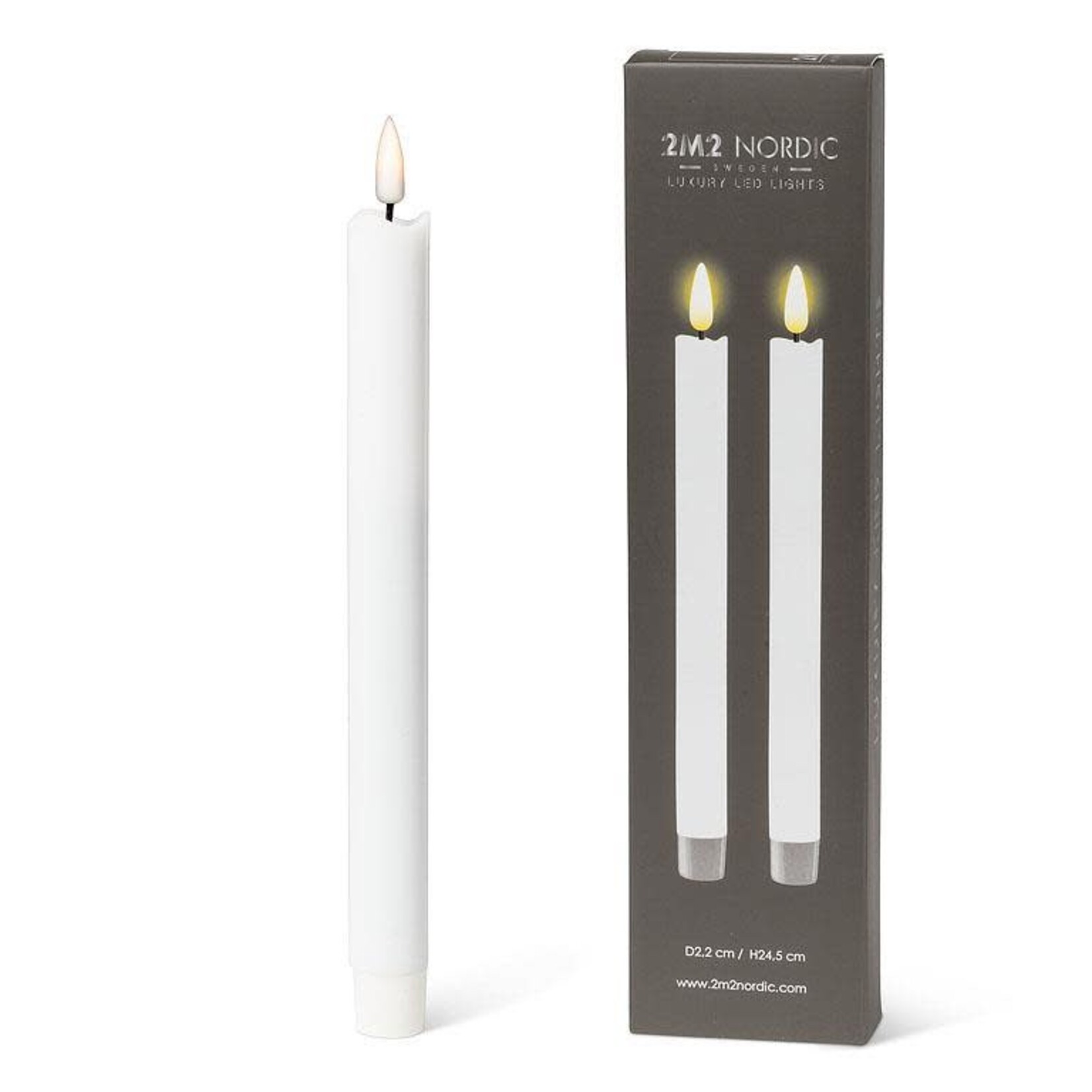 White LED Taper Candle - Set of 2