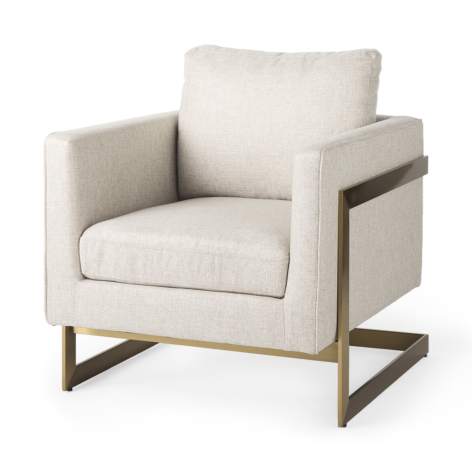 Rupert Cream Chair with Gold Stainless Steel Frame Accent