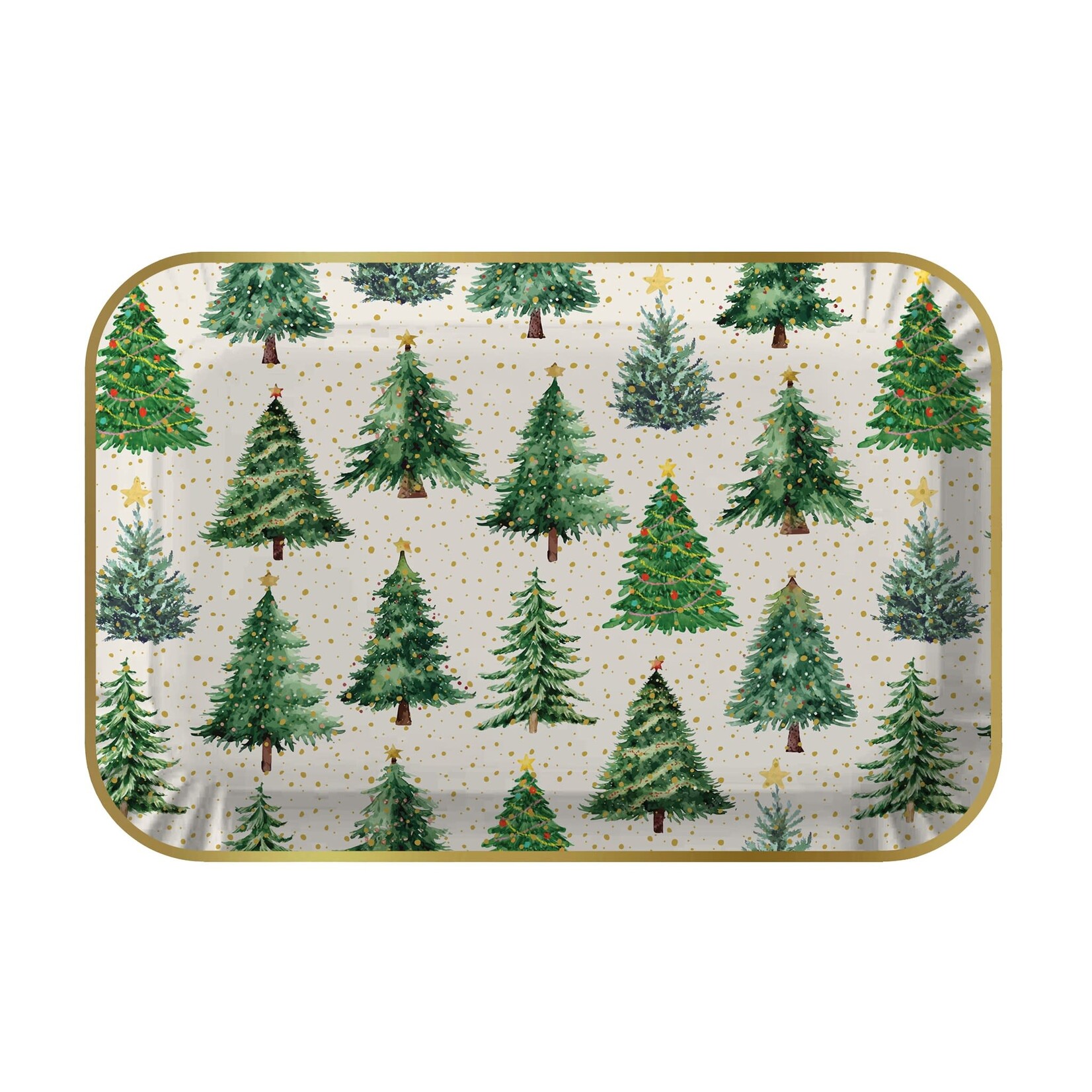Confetti Trees 7 x 10.5" Paper Platter - Set of 8