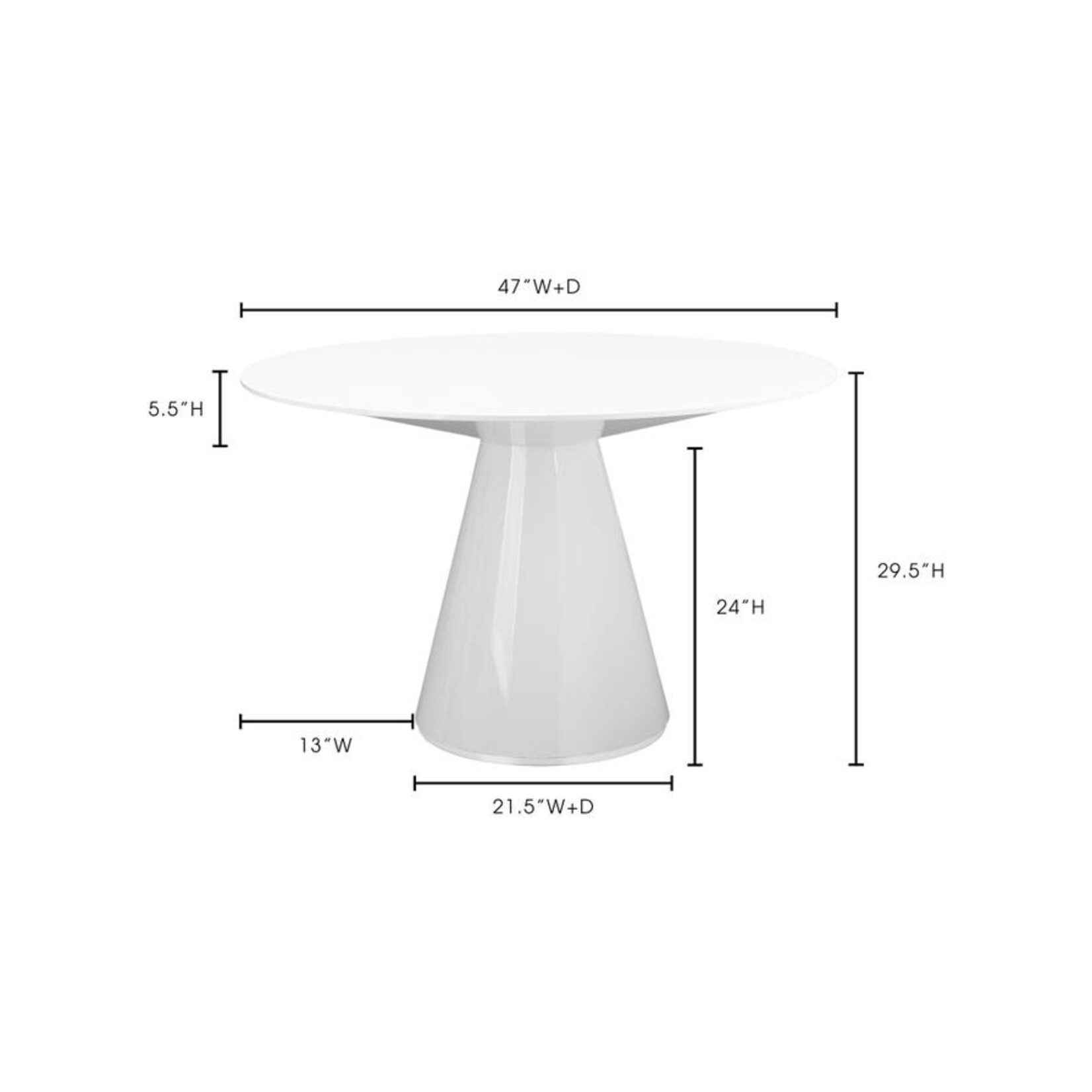 Otago Round Dining Table White 47 inches