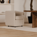 Jane Rolling Dining Chair - Fabric Oatmeal
