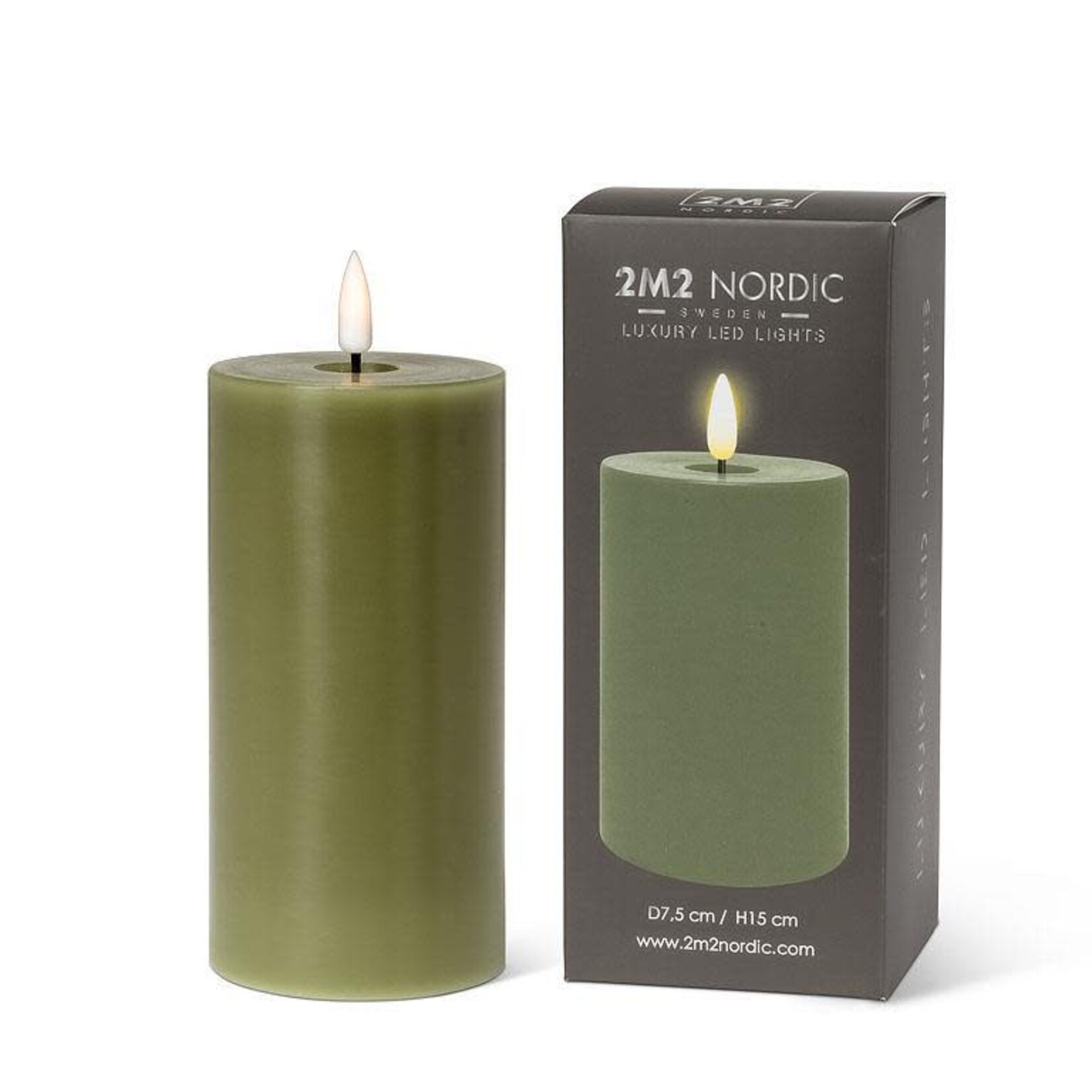 Green LED Pillar Candle 3 x 6"