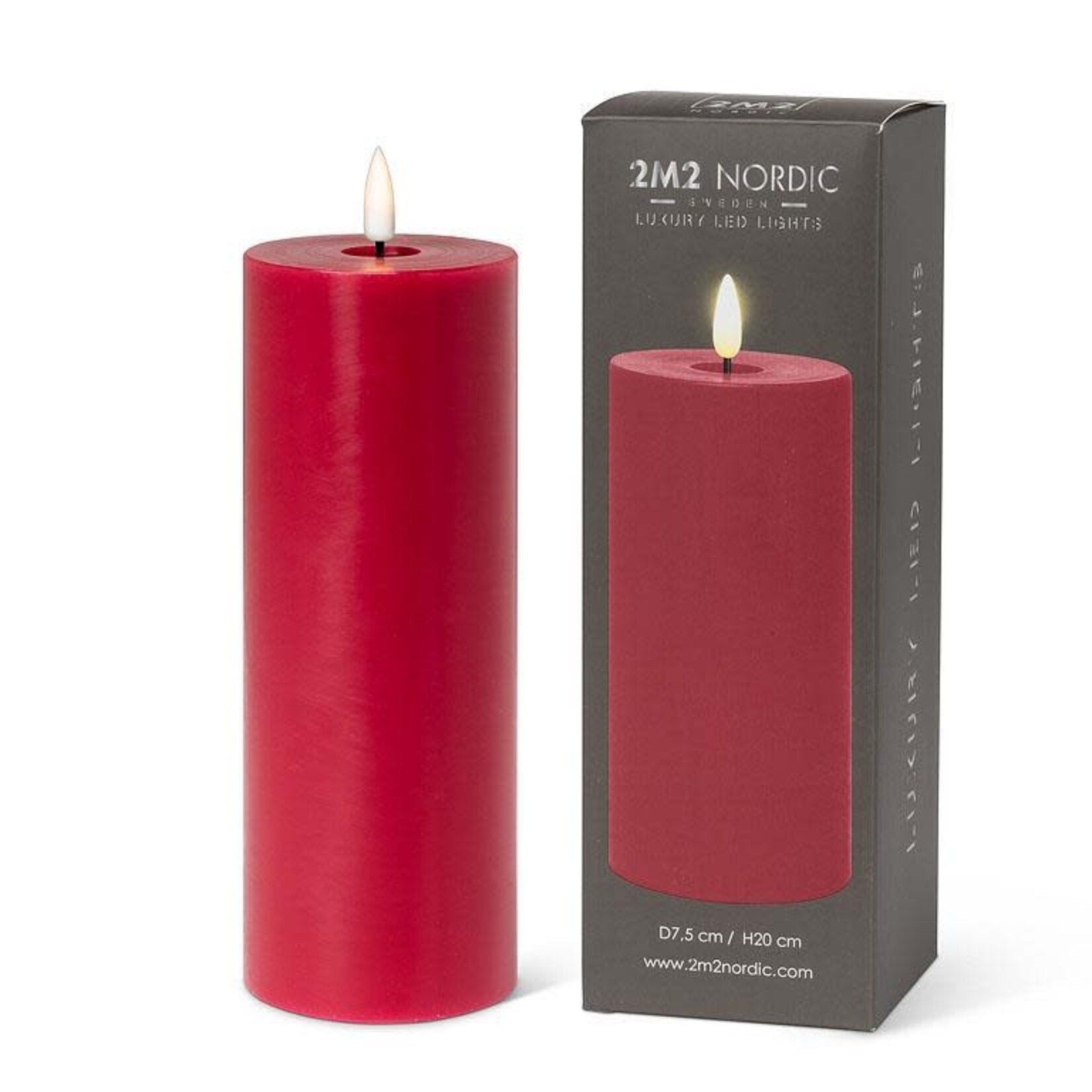 Red LED Pillar Candle 3x8"