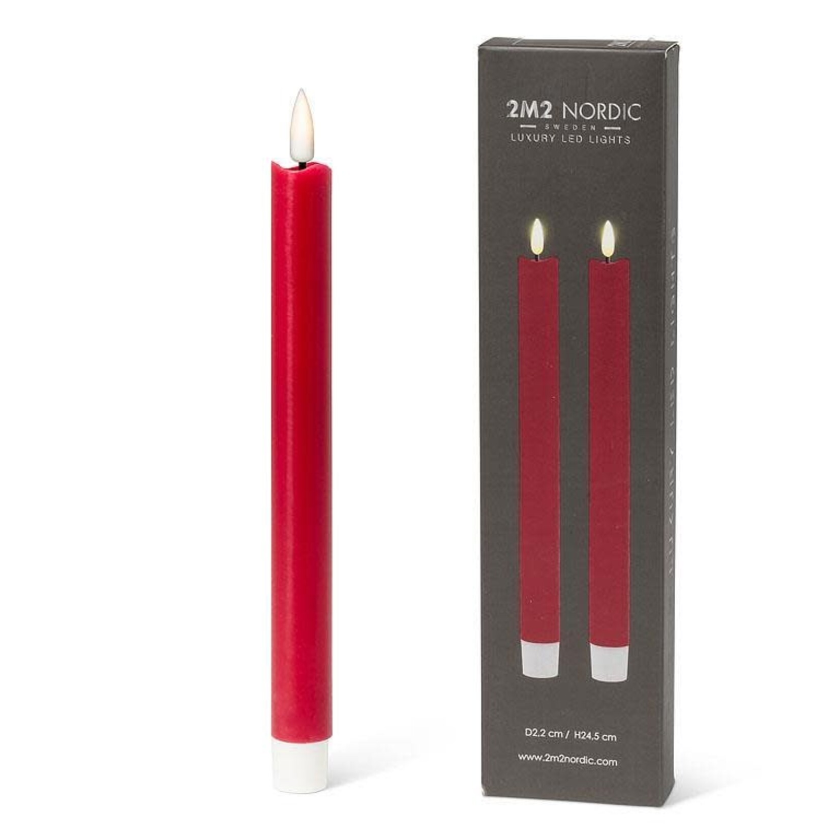 Red LED Taper Candles - Set of 2