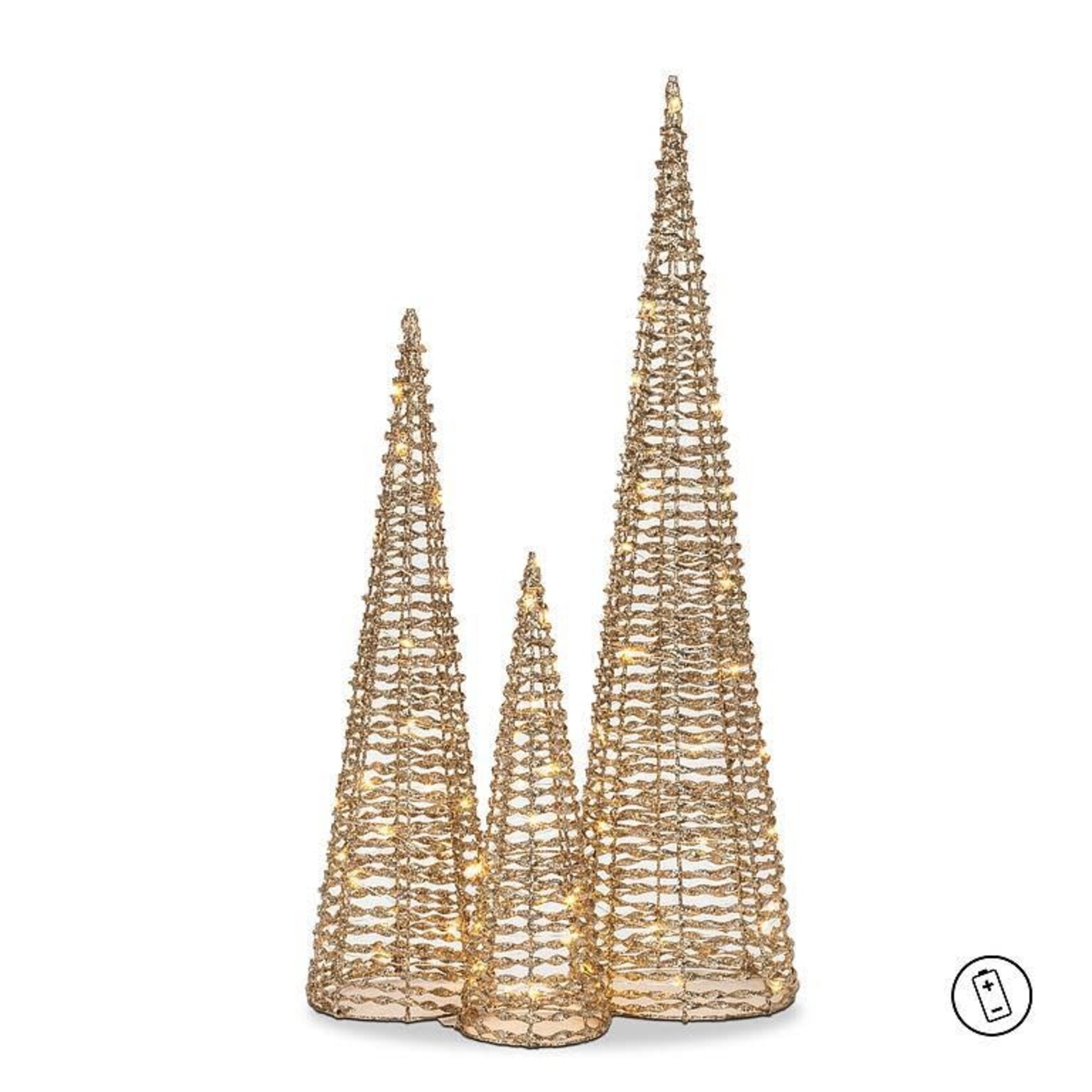 Large Ribbon Cone Tree with 40 LED lights - 31" H