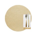 Metallic Basketweave Vinyl Placemat Round Gold