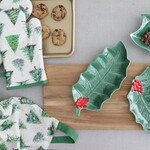 Holly Textured Serving Platter Long Green