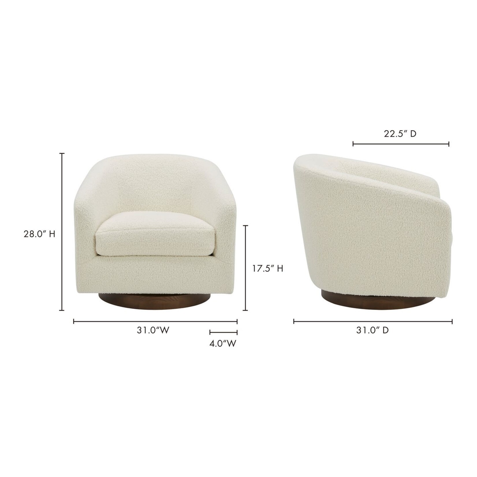 Oscy Swivel Chair - Vegan Shearling White