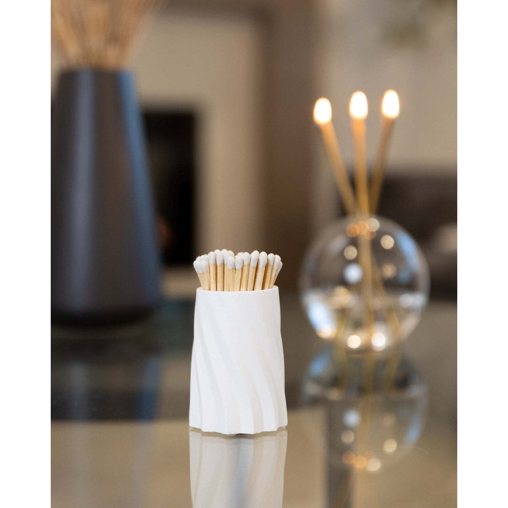 White Concrete Safety Match Set