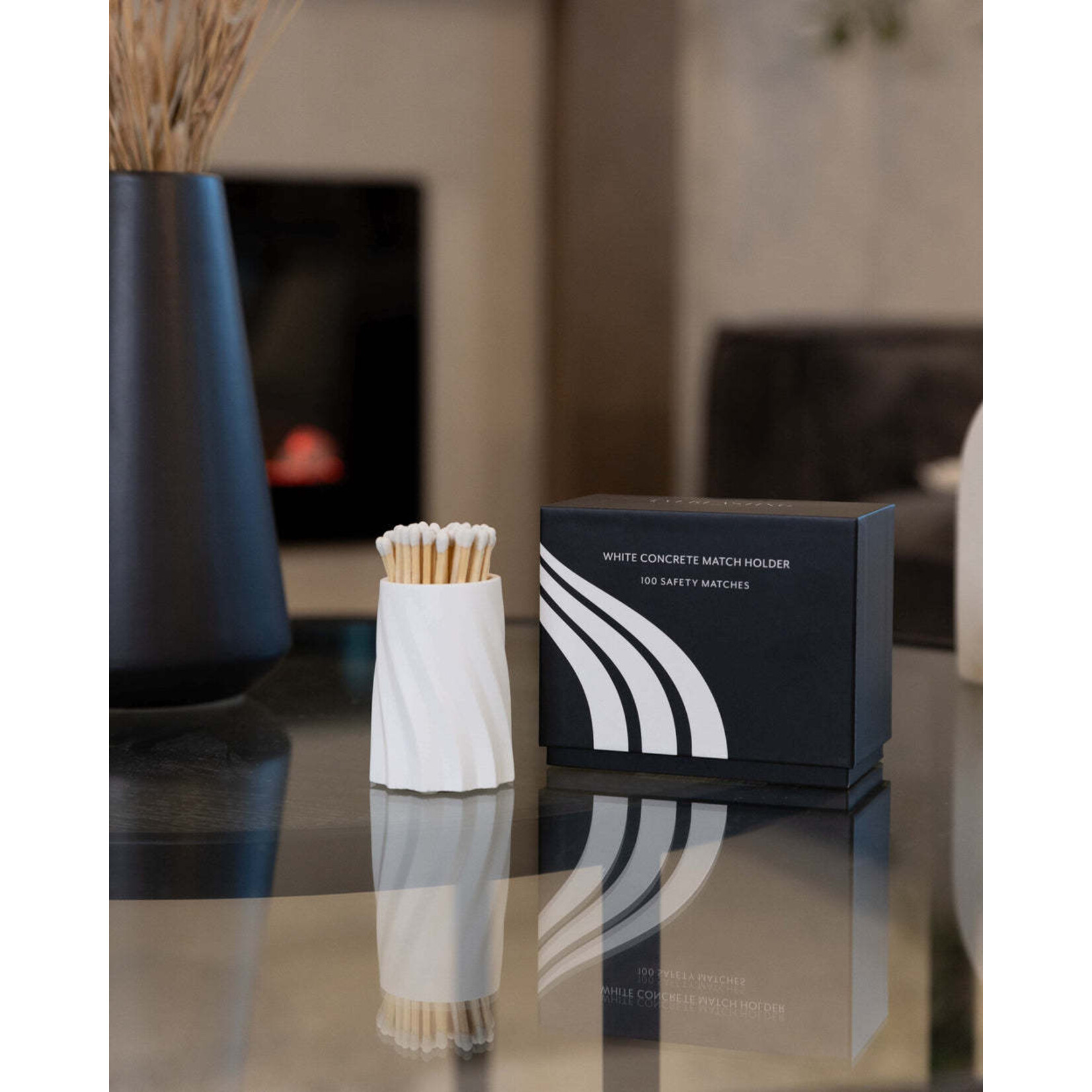 White Concrete Safety Match Set