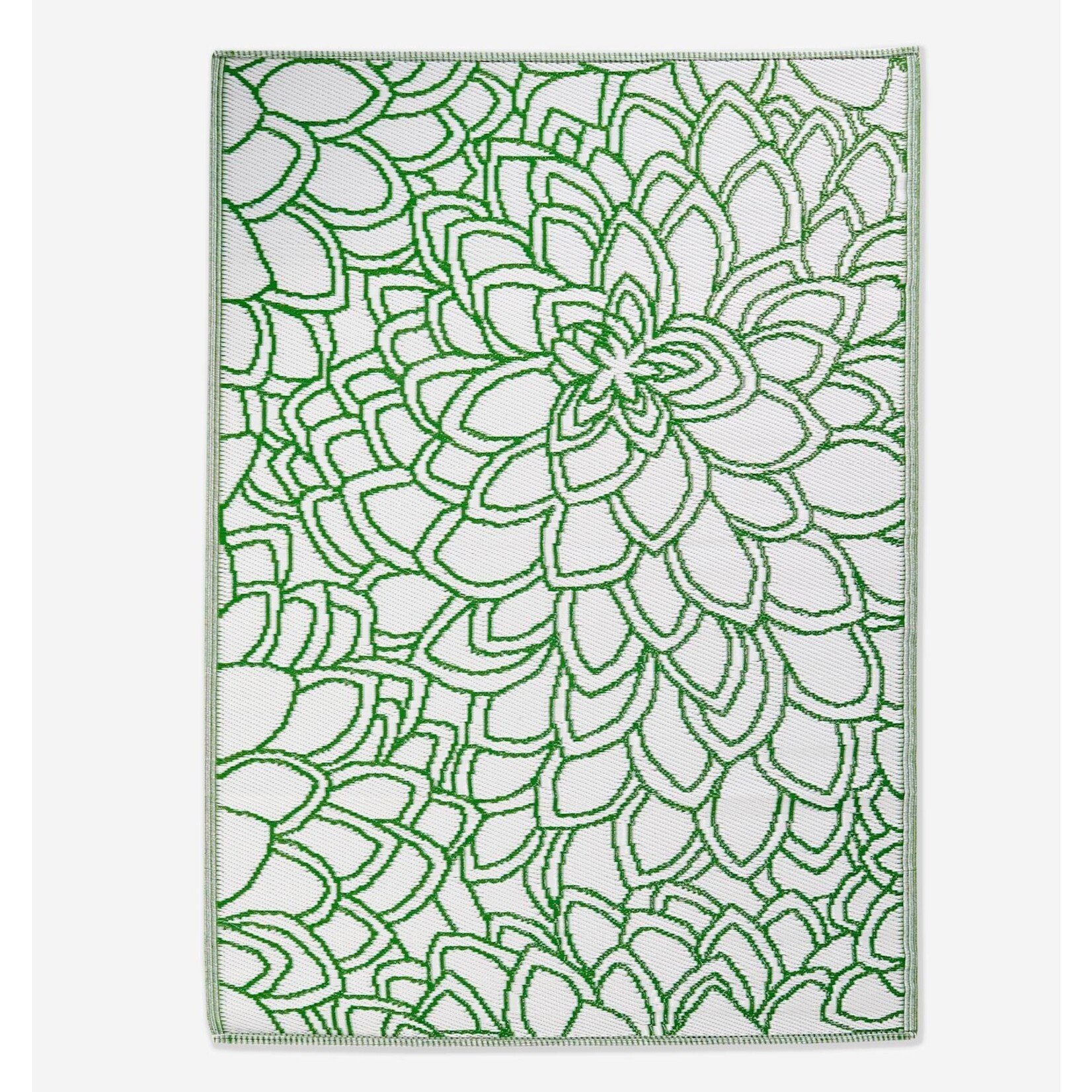Green and White Outdoor Rug 4'x6'
