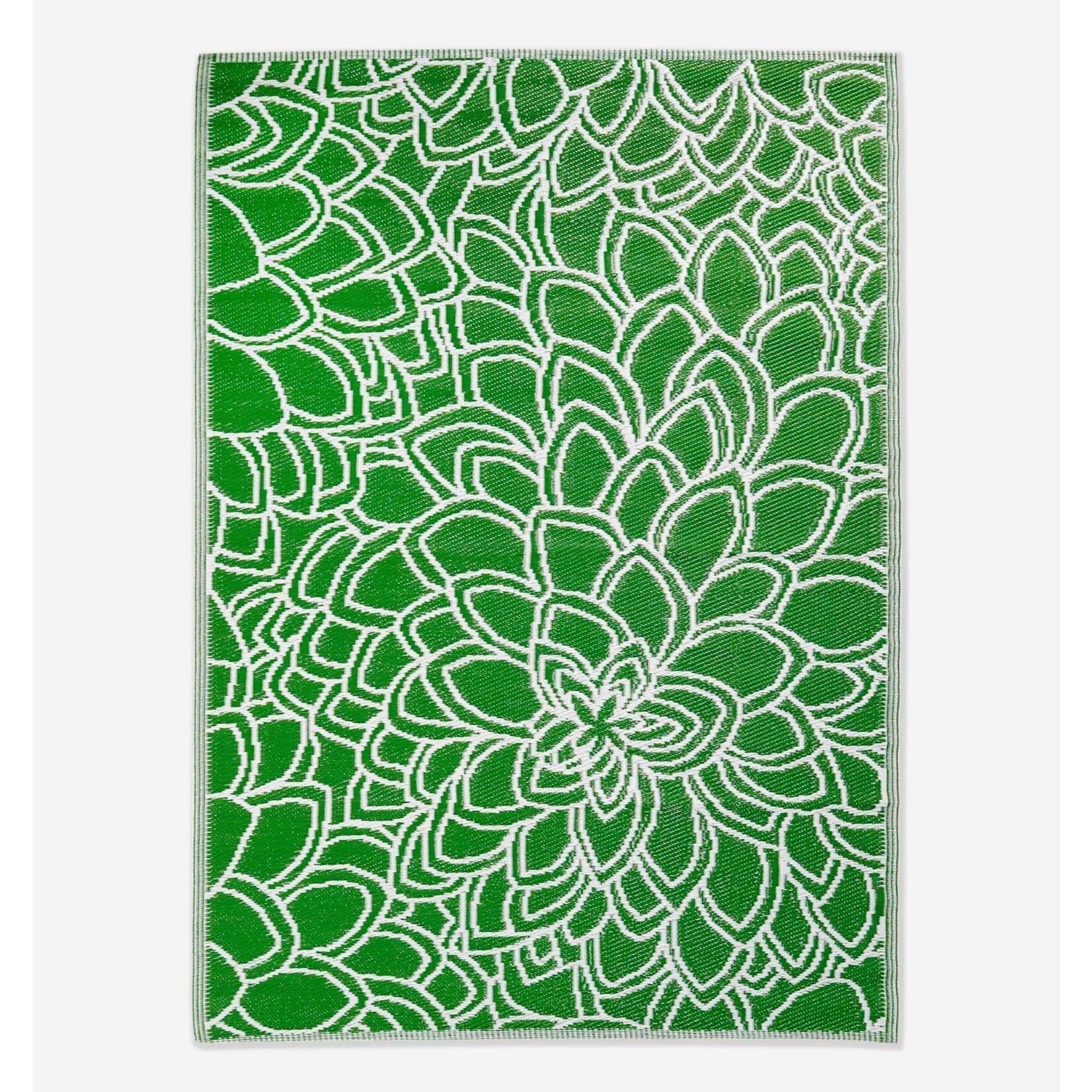 Green and White Outdoor Rug 4'x6'