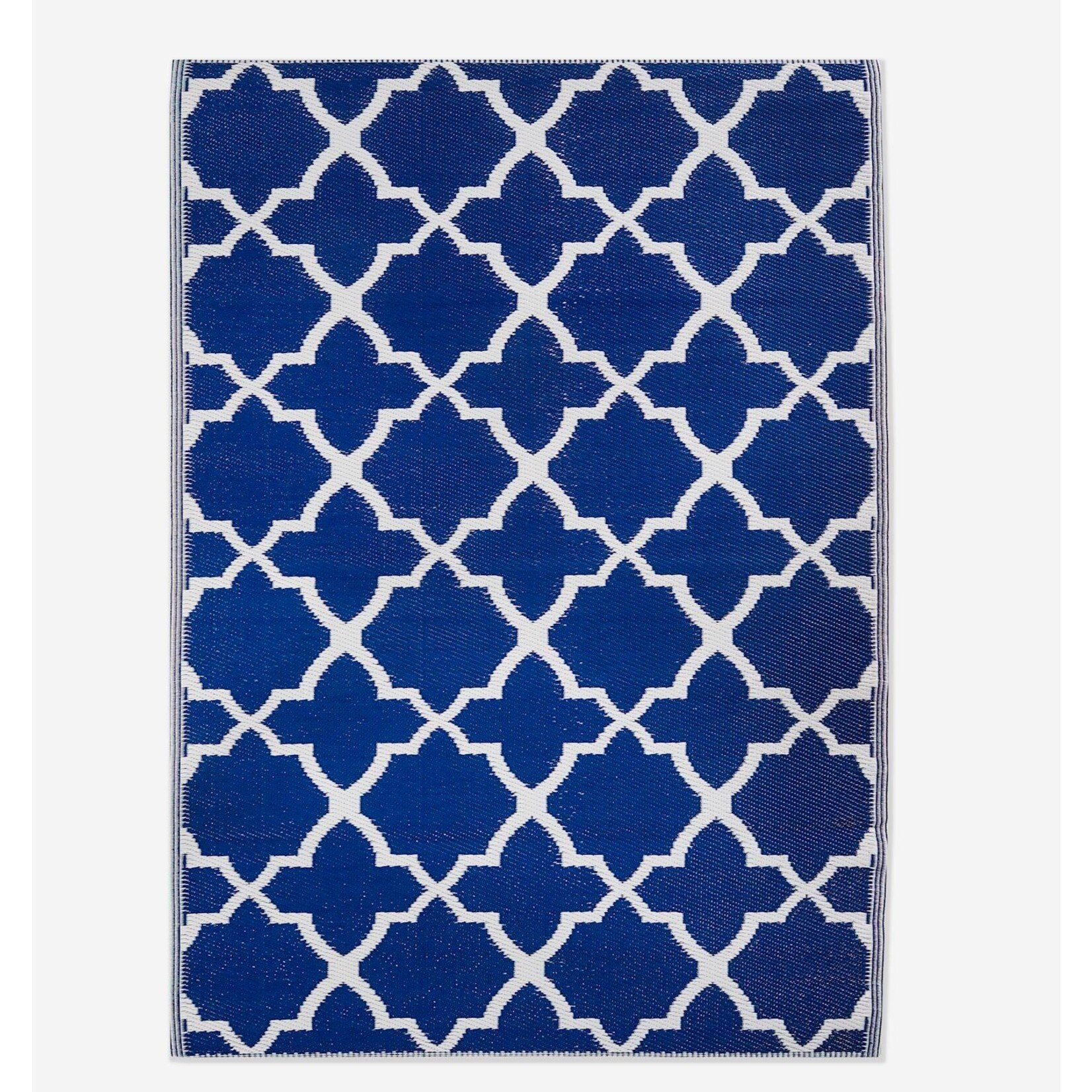 Dark Blue and White Outdoor Rug 4'x6'
