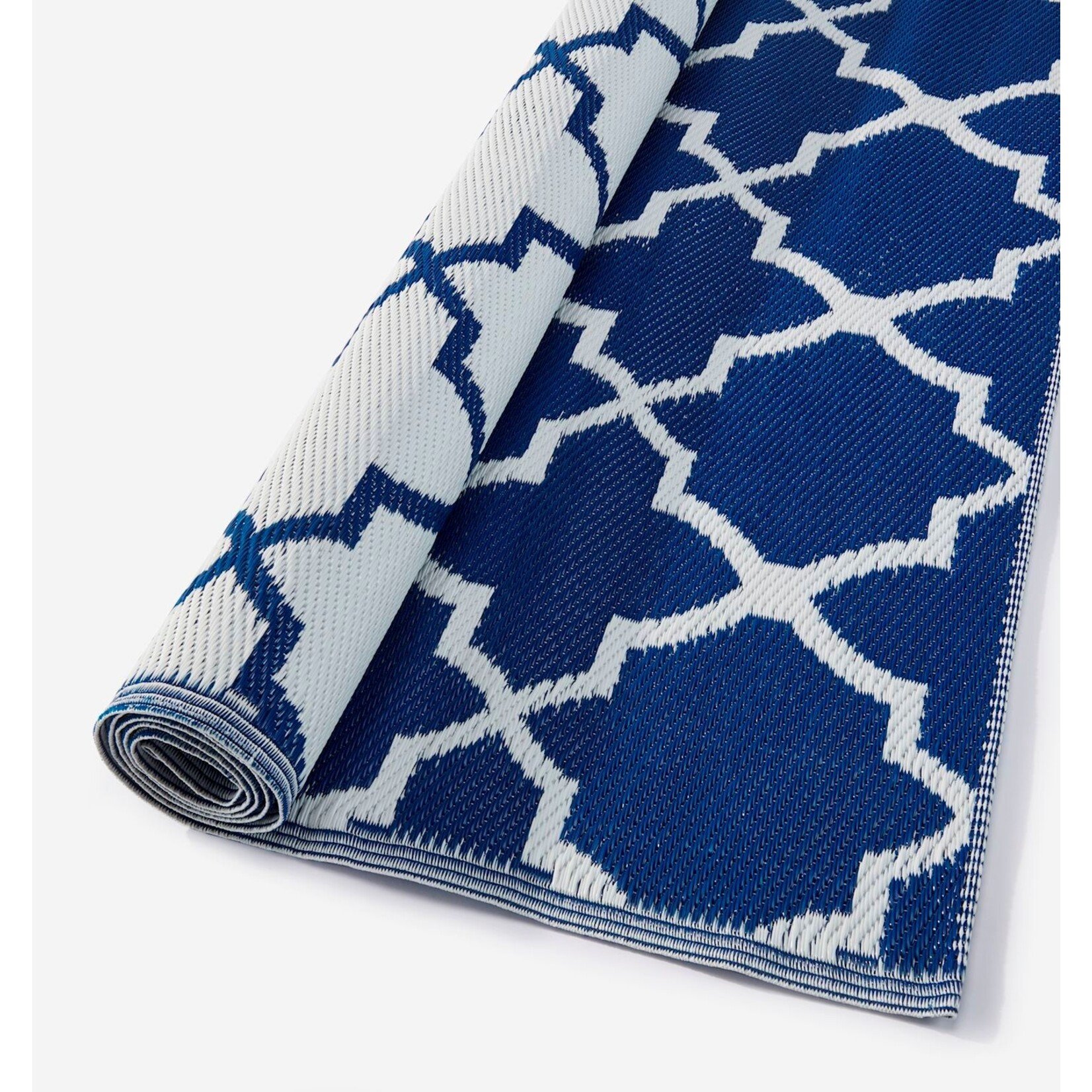 Dark Blue and White Outdoor Rug 4'x6'