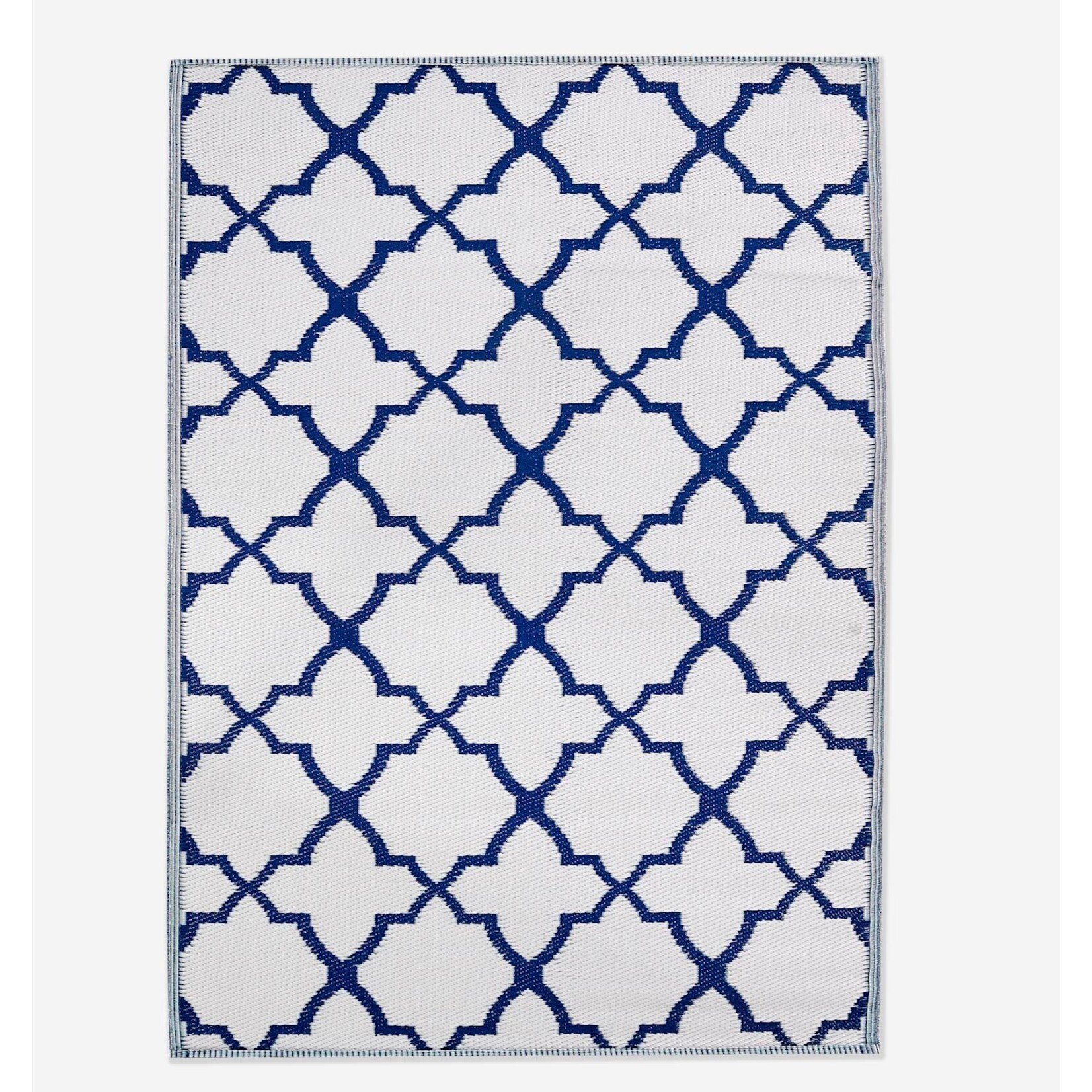 Dark Blue and White Outdoor Rug 4'x6'