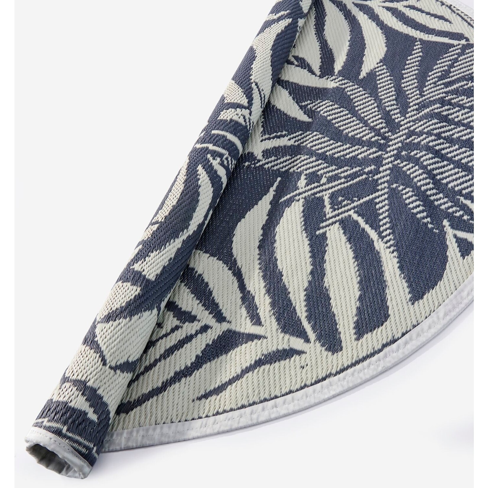 Blue Leaf Round Outdoor Rug 5'D