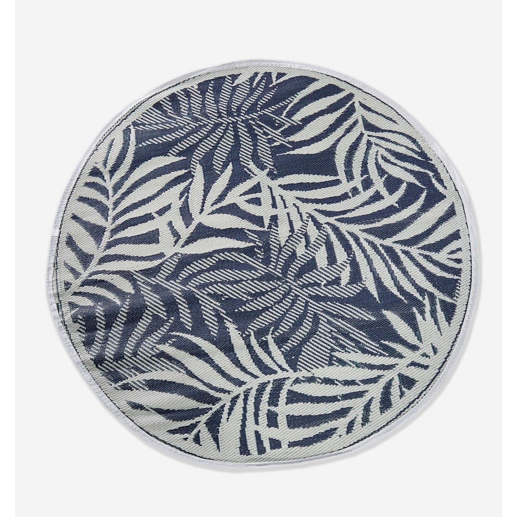 Blue Leaf Round Outdoor Rug 5'D