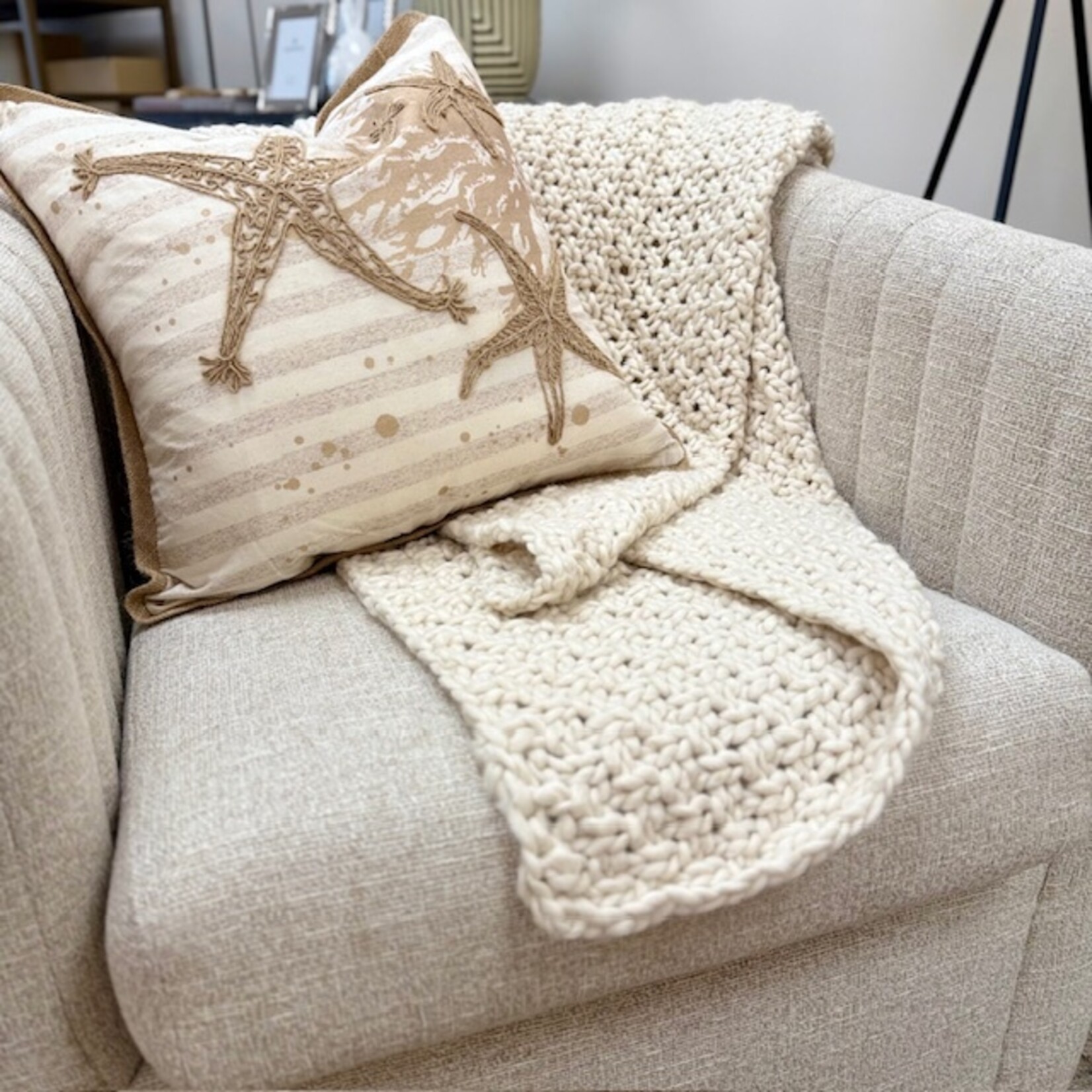 Bisque Avanti Waffle Knit 50" x 60" Throw