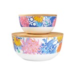 Sunburst Bowls with Bamboo Lid - Set of 2