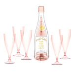 Acrylic Champagne Bottle & Glasses - Pop Fizz Clink Love