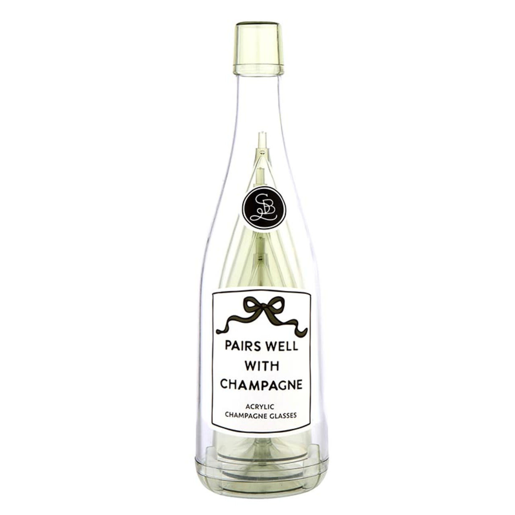 Acrylic Champagne Bottle & Glasses - Pairs Well