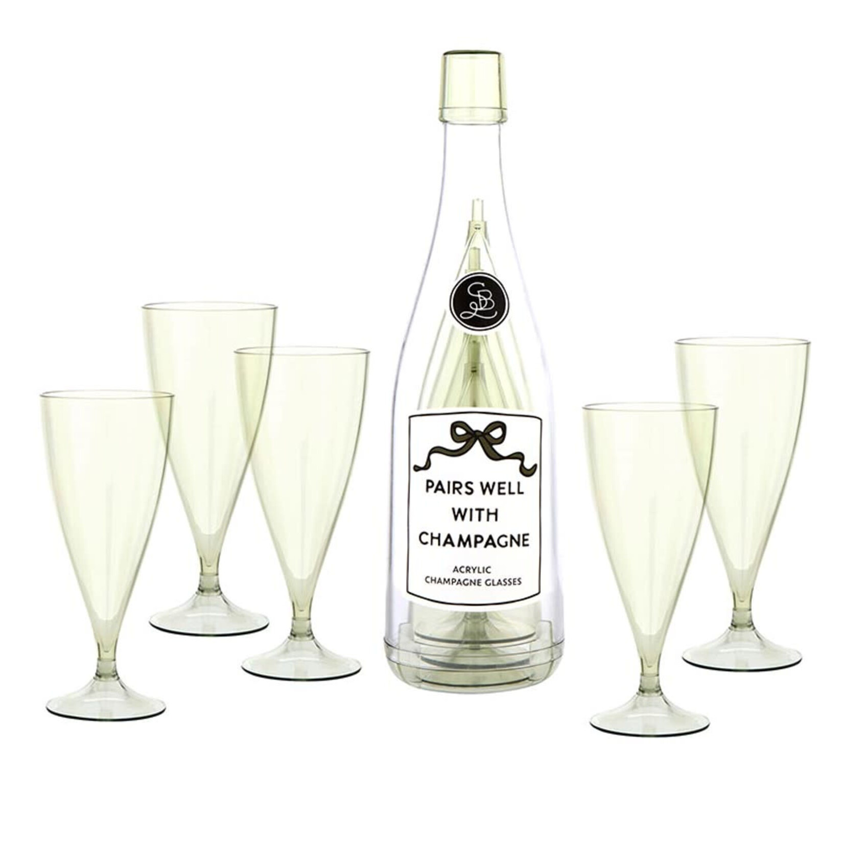 Acrylic Champagne Bottle & Glasses - Pairs Well