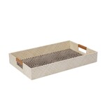 Pandan Chevron Design Faux Leather Handle 12x20" Rectangle Tray
