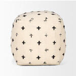 Saanvi Wool w/ Cream and Black Stitched Cross Patterned Pouf
