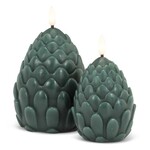 Small Dark Green Pinecone LED Candle