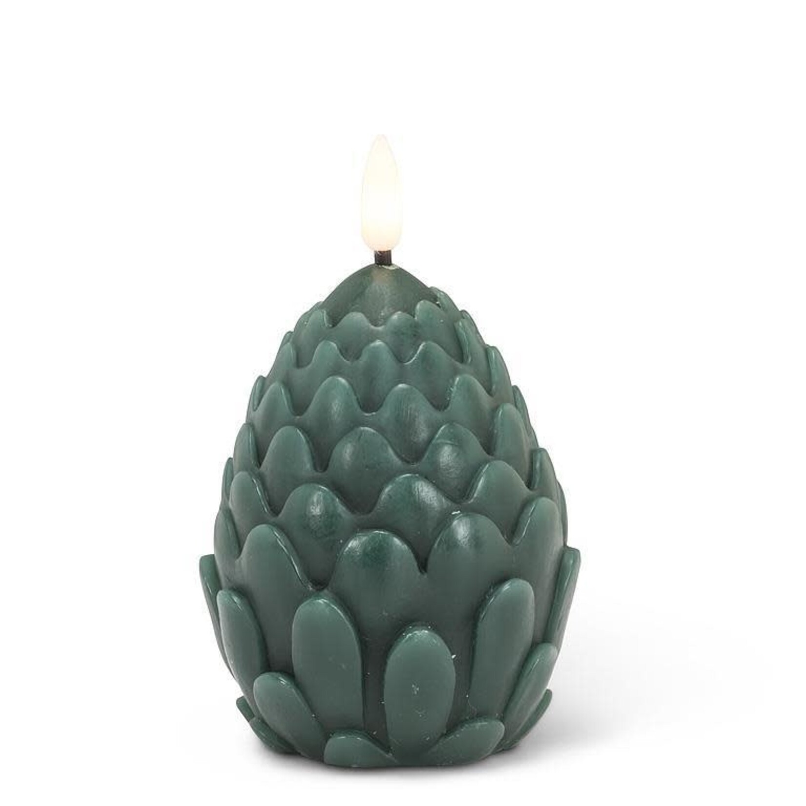 Small Dark Green Pinecone LED Candle
