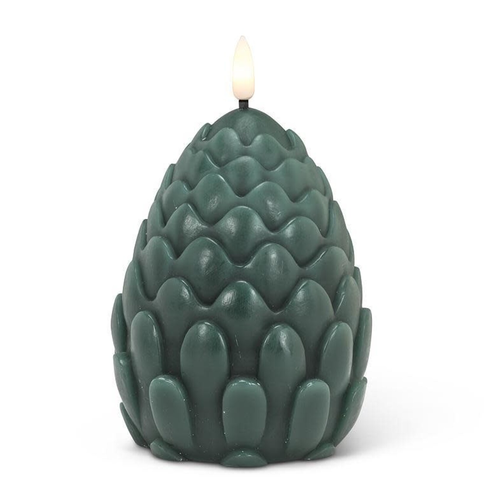 Large Dark Green LED Pinecone Candle