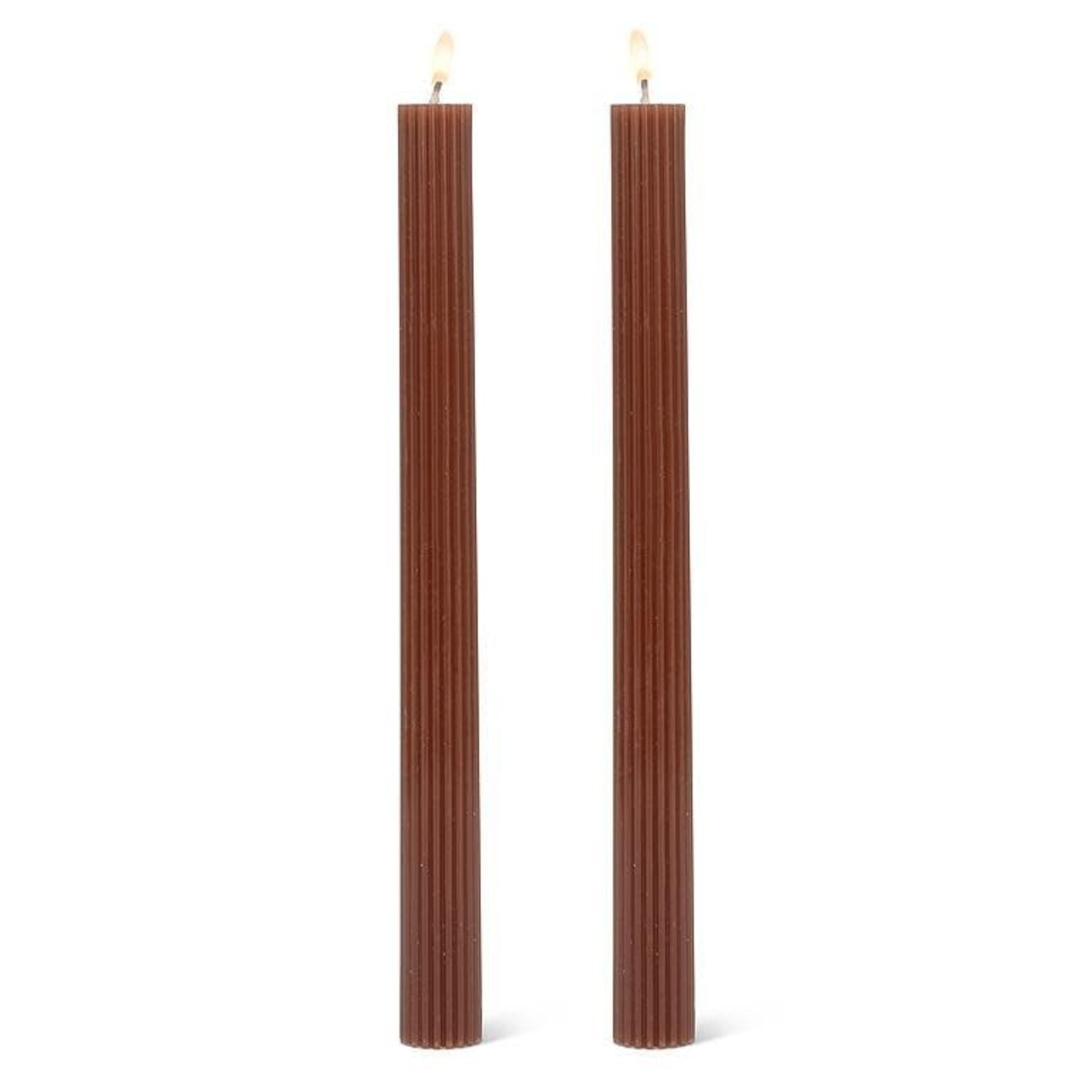 Brown Ridged Taper Candle
