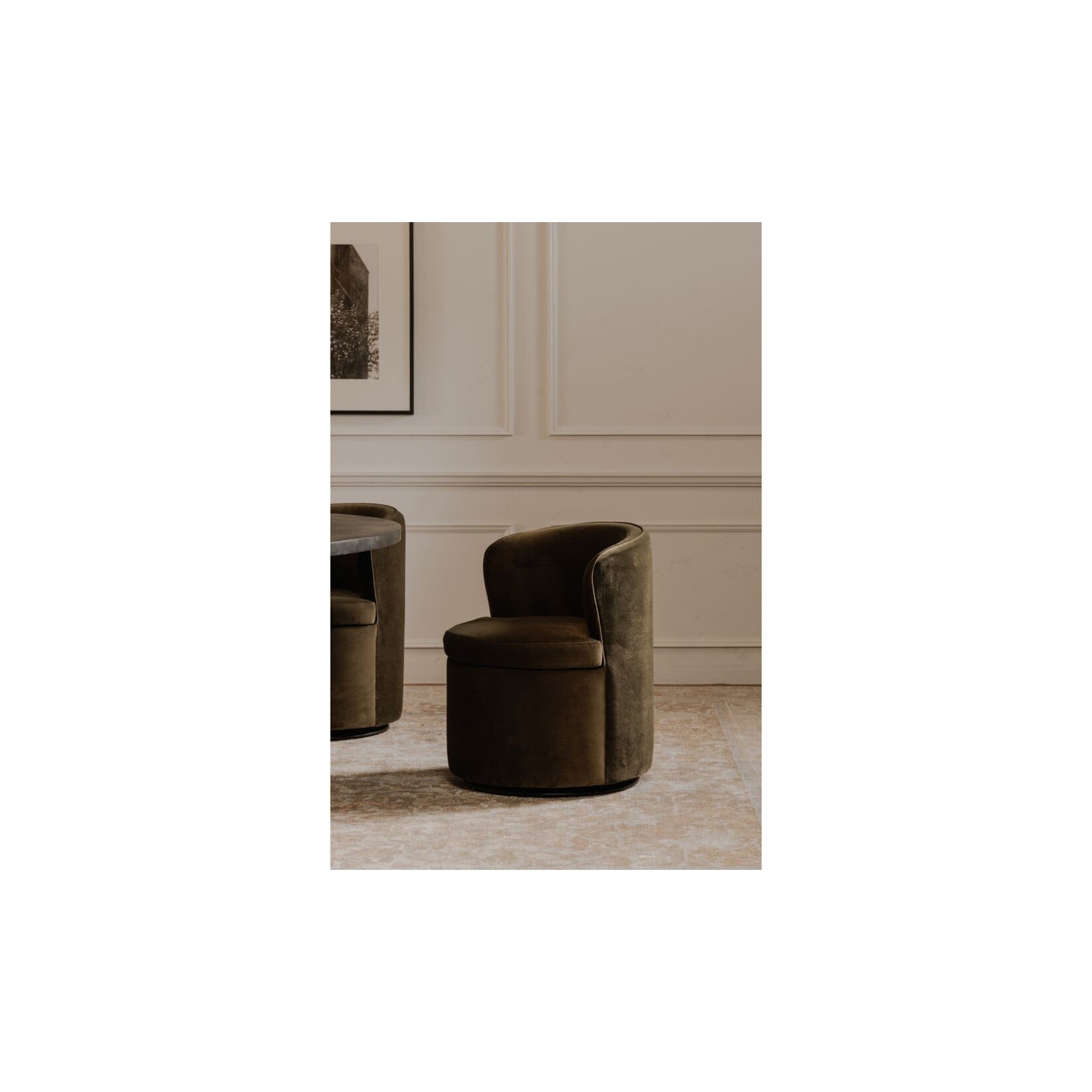 Dane Swivel Dining Chair Faux Green Mohair