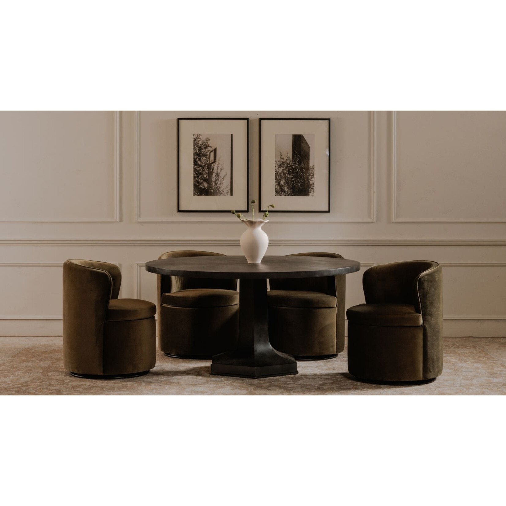 Dane Swivel Dining Chair Faux Green Mohair