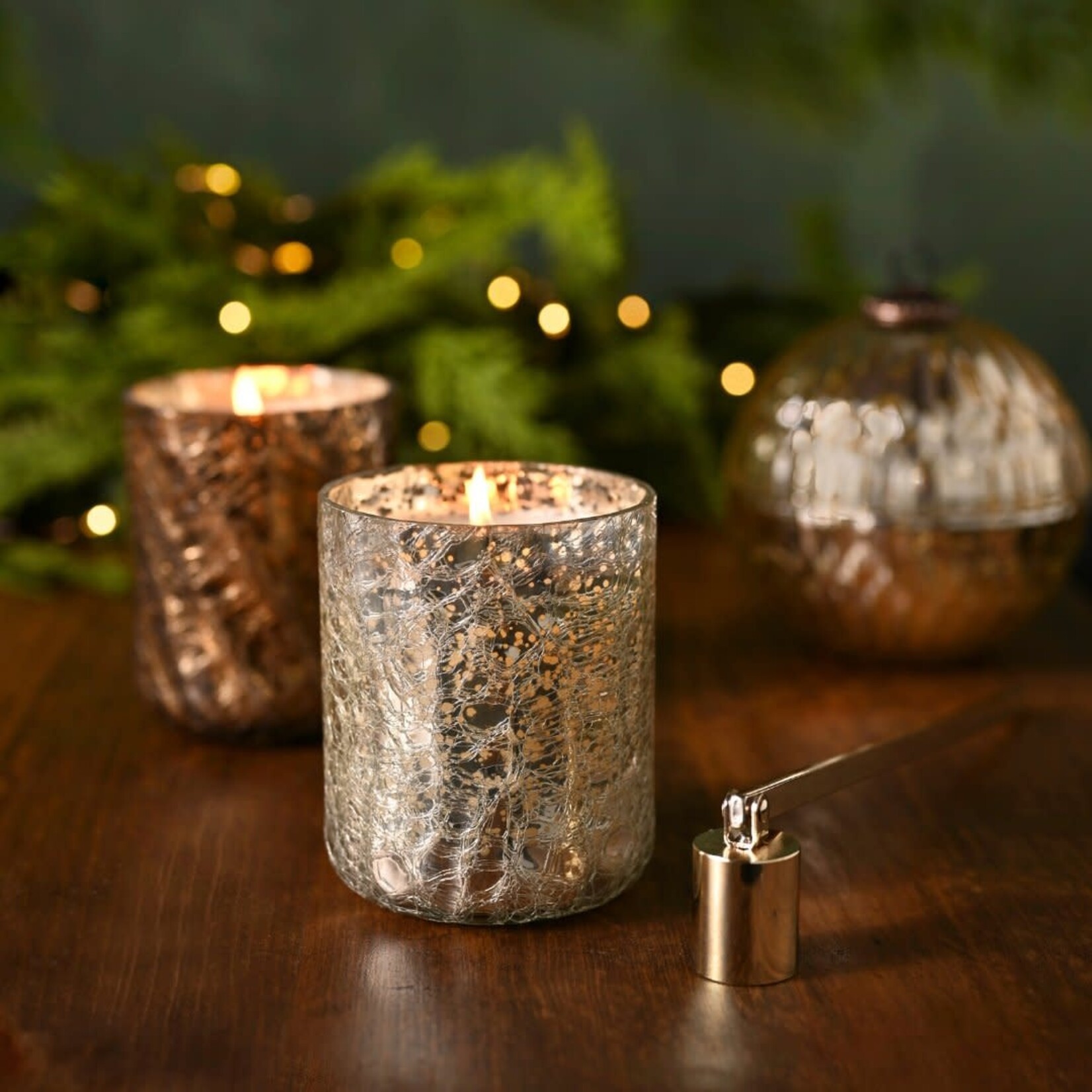 Small Boxed Crackle Glass Candle Balsam and Cedar
