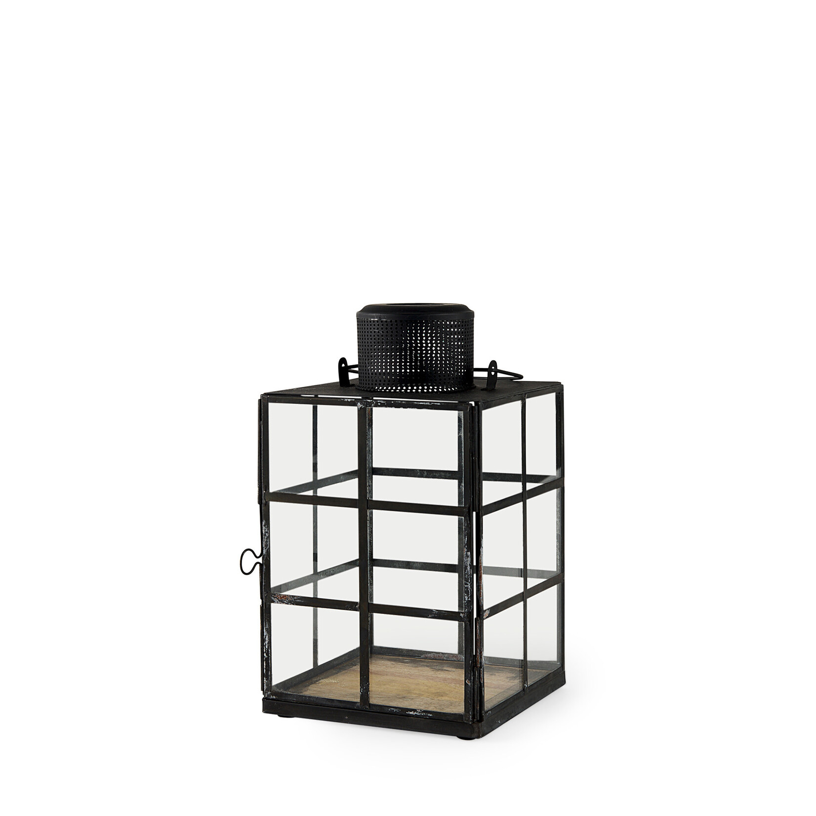 Gamfield  Small Black Metal and Glass Lantern 6.1L x 6.1W x 10.6H