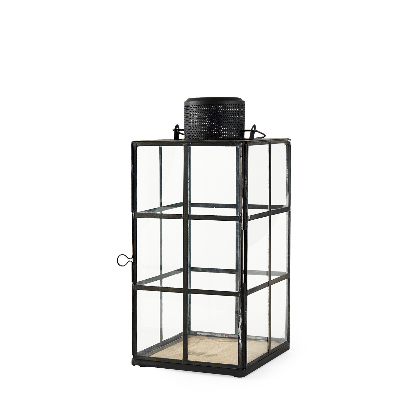 Gamfield  Medium Black Metal and Glass Lantern 6.1L x 6.1W x 13.4H
