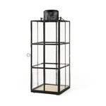 Gamfield Large Black Metal and Glass Lantern 6.1L x 6.1W x 16.7H