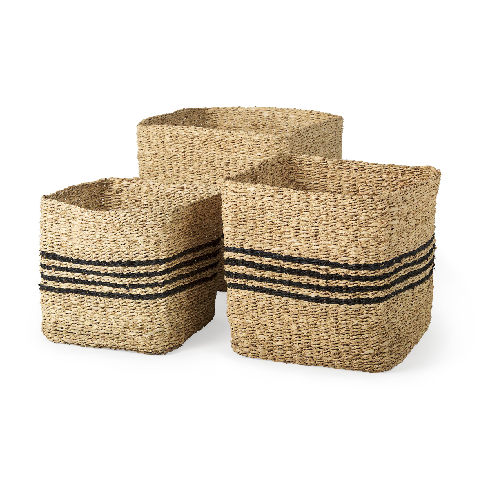 Cullen Grey Twisted Seagrass Square Basket - Small