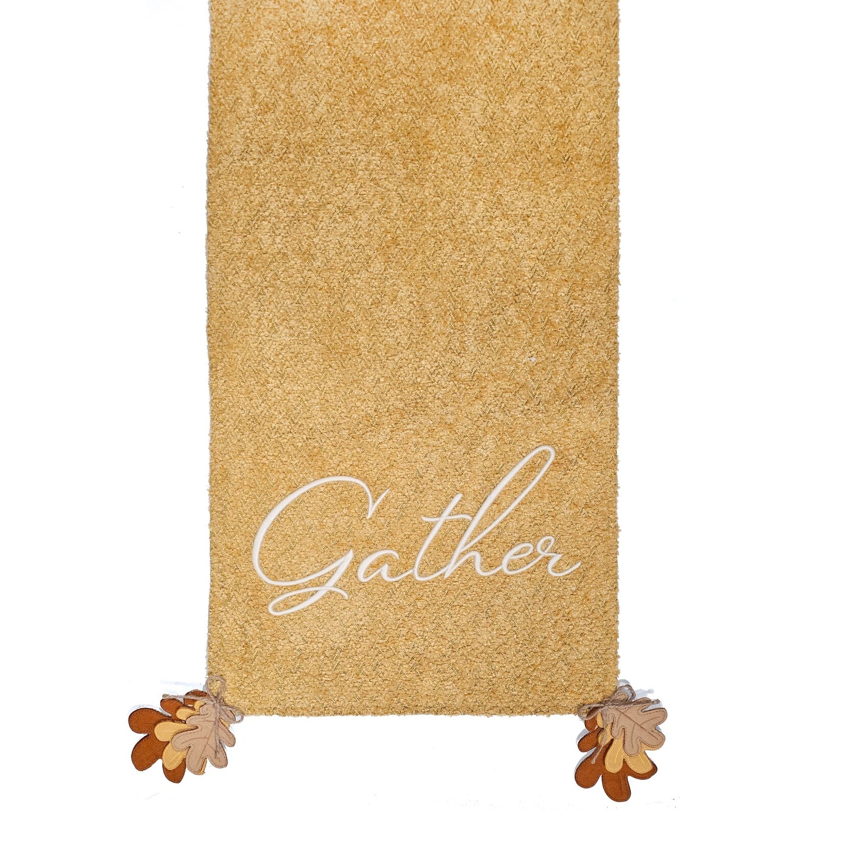 Gather Oak Leaf Boucle Table Runner Dijon