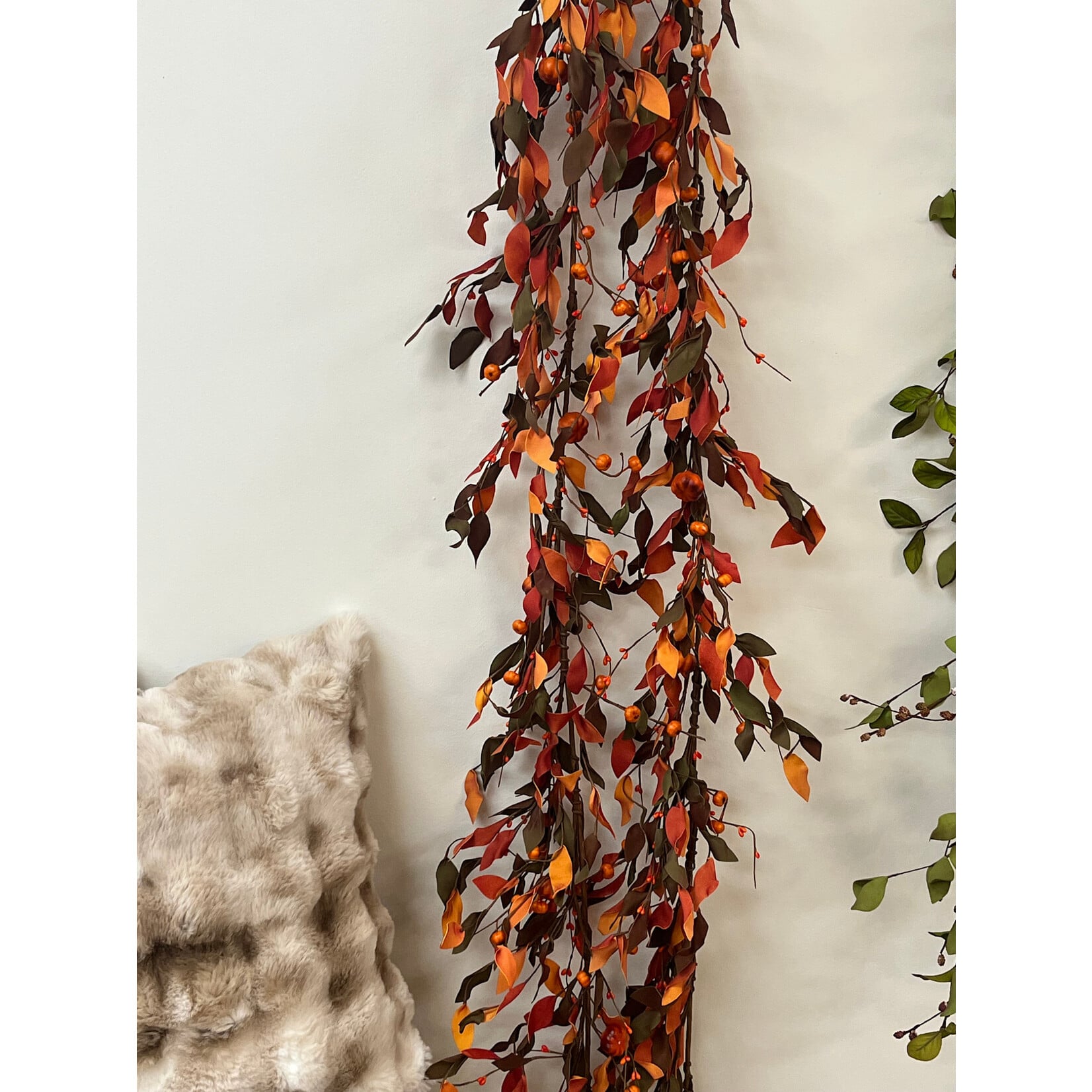 Fall Garland Leaf with Pumpkins and Berries 71"