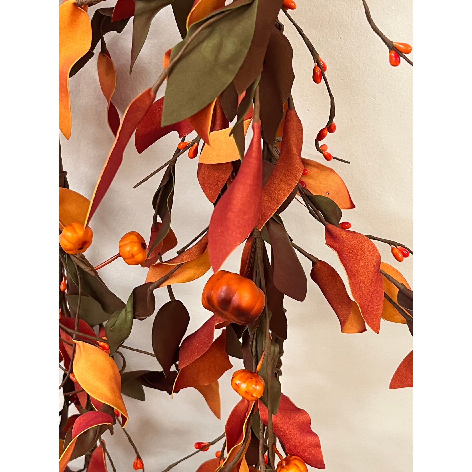 Fall Garland Leaf with Pumpkins and Berries 71"