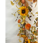 Garland Fall 5' Orange with leaves, pumpkins and sunflowers