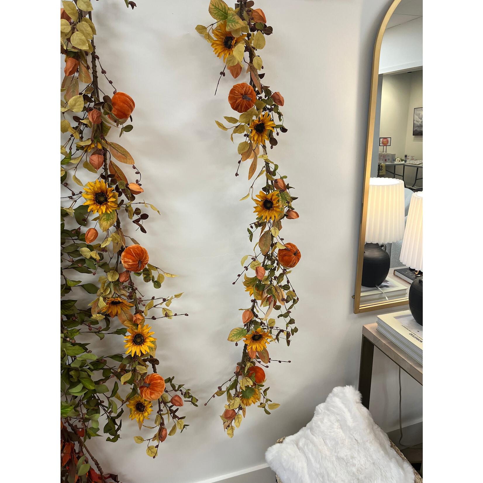 Garland Fall 5' Orange with leaves, pumpkins and sunflowers