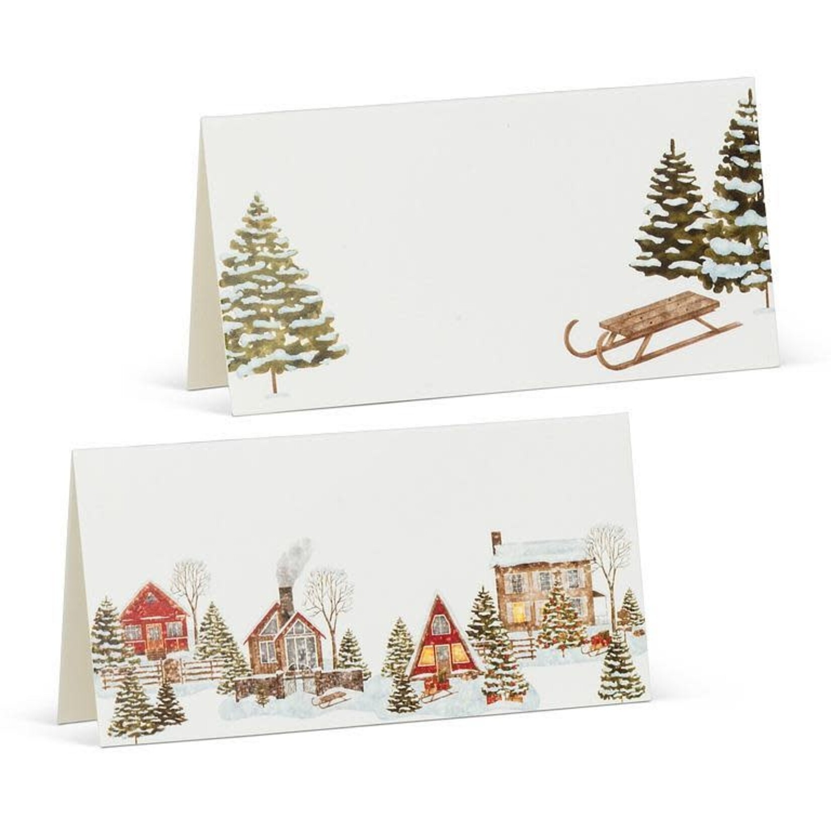 Winter Houses Fold Place Cards